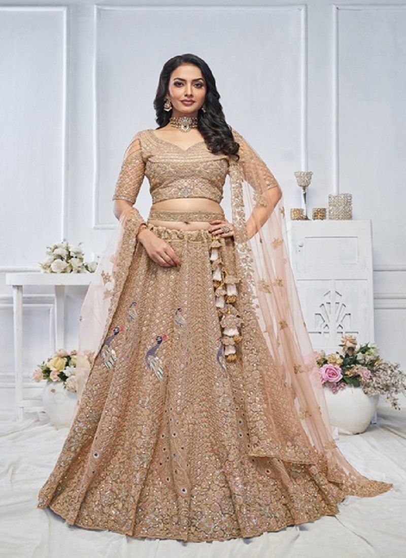 Kesar Fab Soft Net Party Wear Designer Lehenga Choli Online Wholesale KF 01 Mustard