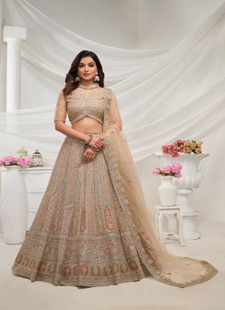 Kesar Fab Wedding Wear Soft Net Lehenga Choli Wholesale In India KF 477 Beige