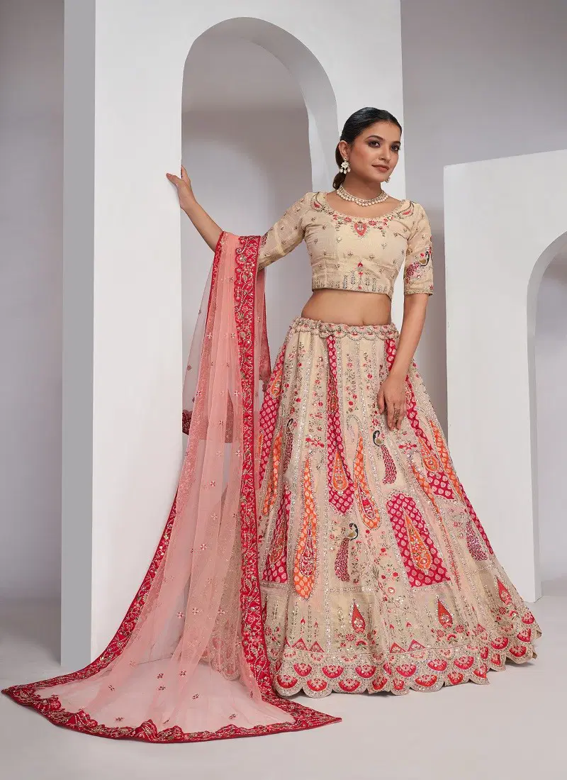 Kesar Fab Wedding Wear Soft Net Lehenga Choli Wholesale In India KF 484 Beige