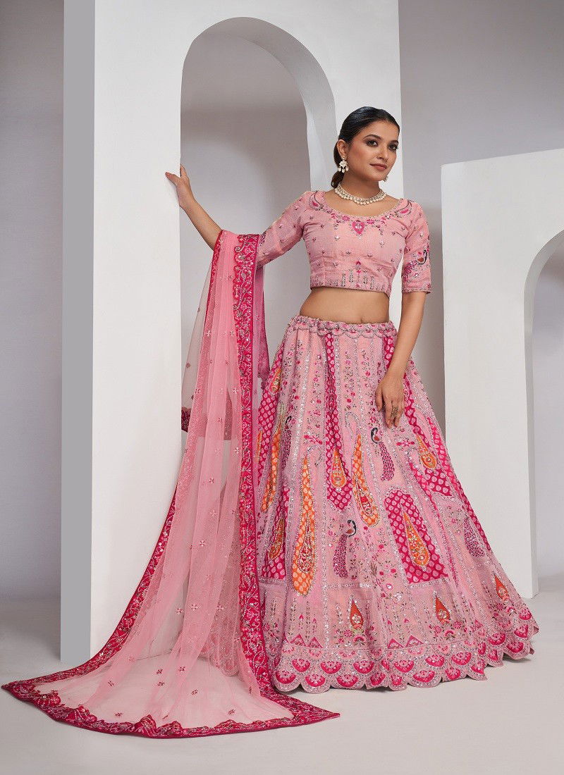 Kesar Fab Wedding Wear Soft Net Lehenga Choli Wholesale In India KF 484 Pink