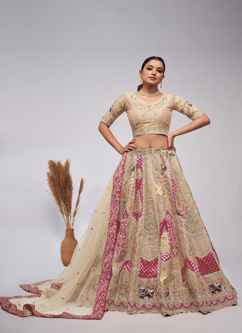 Kesar Fab Wedding Wear Soft Net Lehenga Choli Wholesale In India KF 492 Beige