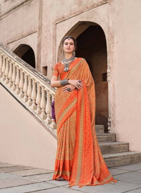 Kesari Colour Kasturi By Trirath Sigma Silk Wedding Wear Saree Wholesale In India 10444