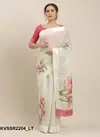 White Designer Kessi Pooja Daiy Wear Printed Cotton Linen Saree 2204