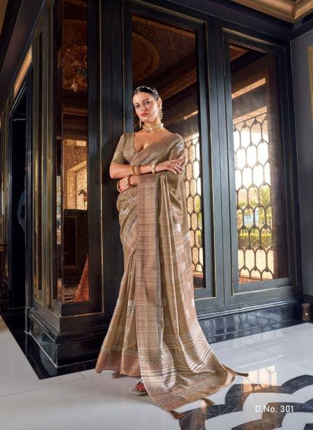 Khaki Colour Kumud By Kala Jamun Silk Printed Office Wear Saree Suppliers In India 301