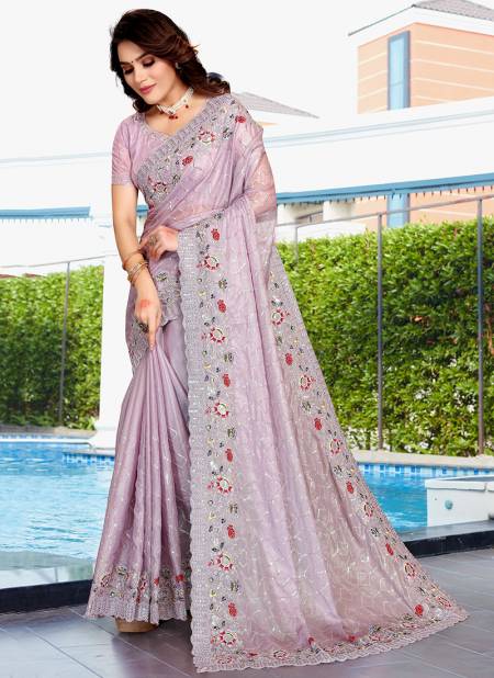 Lavendar Colour Jashn Designer Wholesale Party Wear Sarees 6783