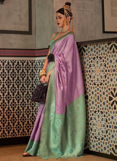 Lavender And Green Colour Kaizaa Silk Function Wear Wholesale Silk Sarees 4004