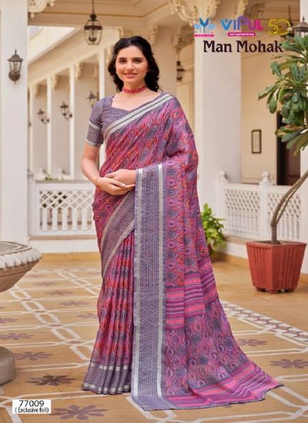 Lavender And Pink Colour Man Mohak By Vipul Chiffon Printed Daily Wear Sarees Wholesale Price In Surat 77009