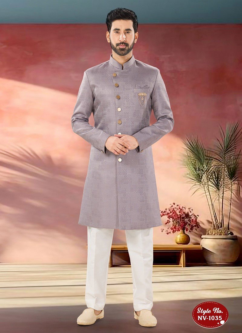 Lavender Colour 1651 2 Designer Party Wear Mens Indo Western Suppliers In India NV 1035