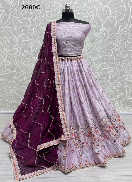 Lavender Colour 2680 A and C by Anjani Art Rangoli Silk Ocassion Wear Lehenga Choli Wholesale In India 2680 C