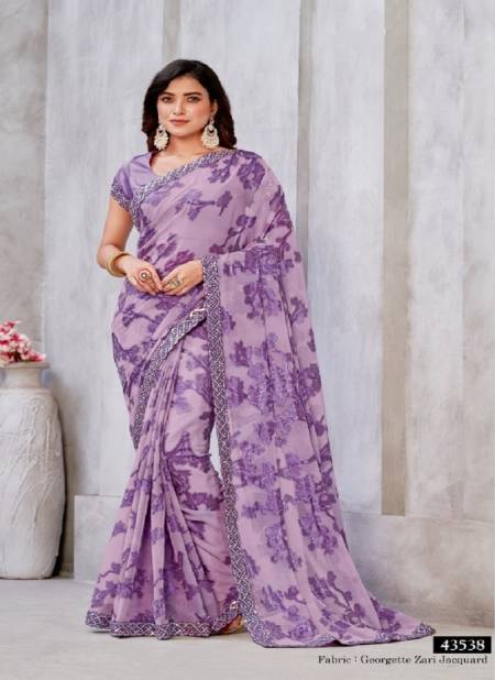 Lavender Colour Aakansha By Mahotsav Georgette Zari Jacquard Party Wear Sarees Wholesale Market In Surat 43538