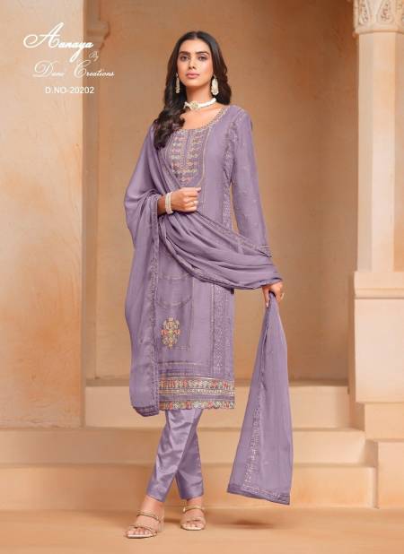 Lavender Colour Aanaya Vol 202 By Twisha Organza Chiffon Salwar Suit Wholesalers In Delhi 20202