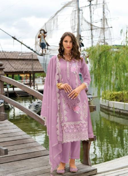 Lavender Colour Aanchal By Zaveri Organza Embroidery Kurti With Bottom Dupatta Orders In India 1357