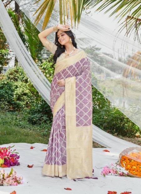 Lavender Colour Ahana Cotton By Bunawat Function Wear Saree Wholesale Clothing Distributors In India 10480