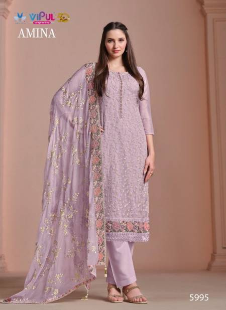 Lavender Colour Amina By Vipul Twinkle Chiffon Salwar Kameez Wholesale Shop In Surat 5995