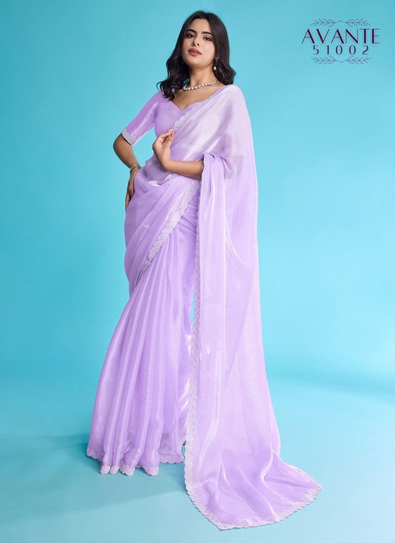 Lavender Colour Avante By Sethnic Tissue Burberry Fancy Saree Exporters In India 51002