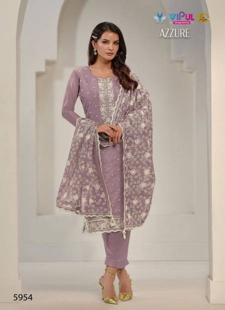 Lavender Colour Azzure By Vipul Soft Organza Embroidery Bulk Salwar Kameez Wholesalers In Delhi 5954