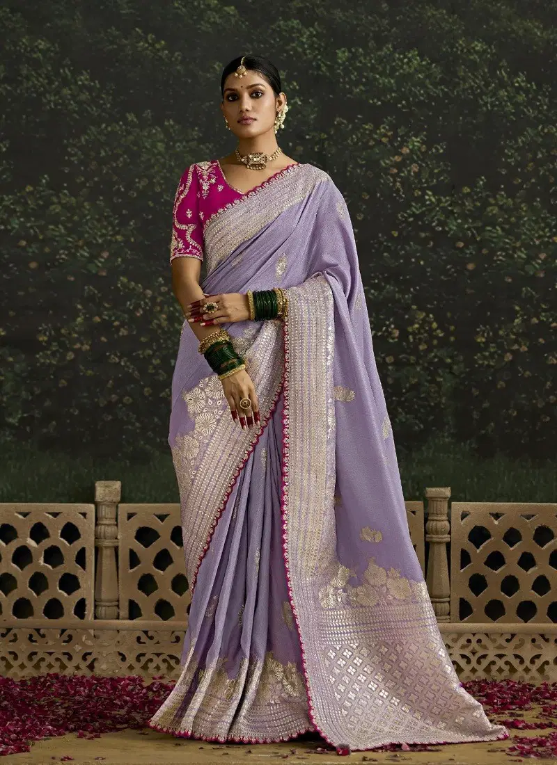 Lavender Colour Baisaa By Kimora Dola Silk Occasion Wear Saree Suppliers In India SA 316