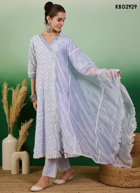 Lavender Colour Bhumi By Mahotsav Cotton Embroidery Kurti With Bottom Dupatta Wholesale Shop In Surat KBD2925