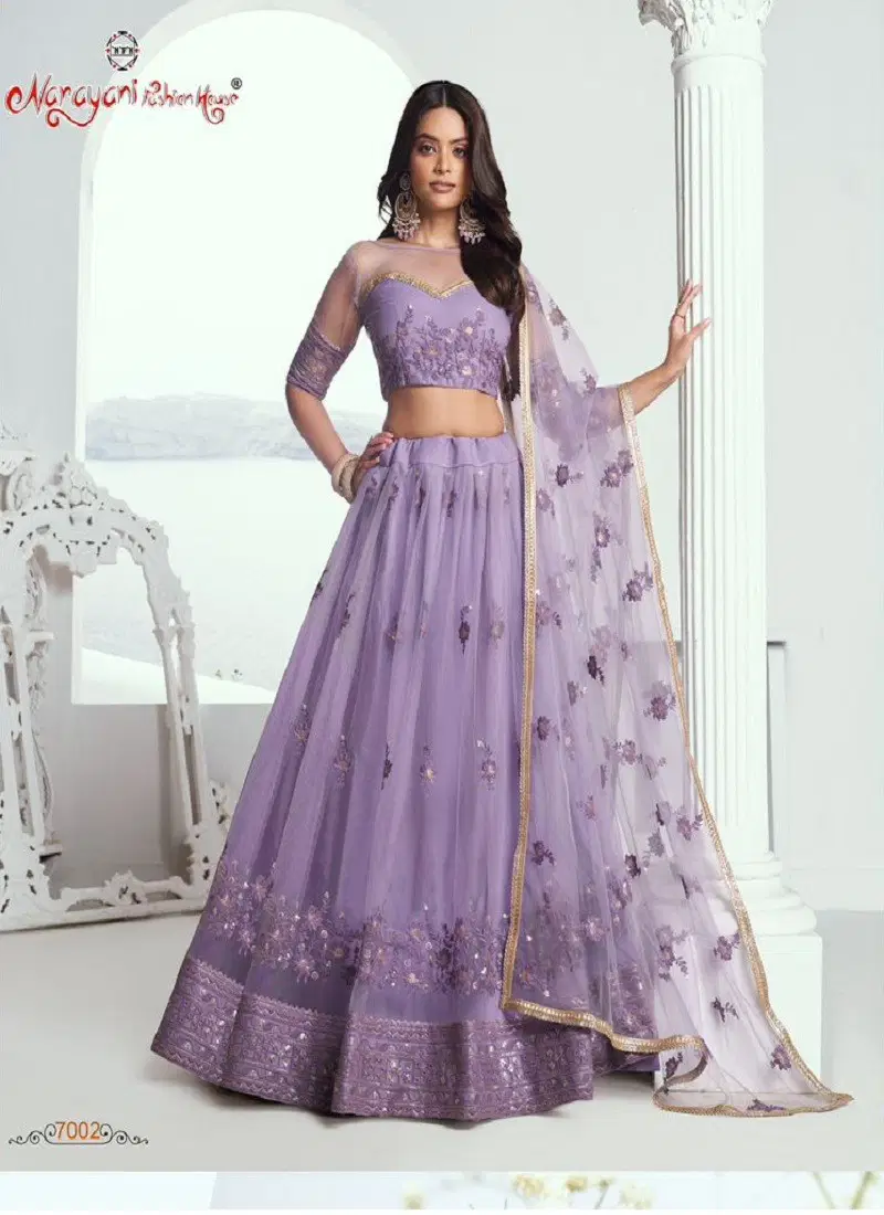 Lavender Colour Chandrakala Vol 1 By Narayani Fashion Wedding Wear Net Lehenga Choli Orders In India 7002