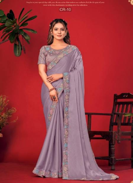 Lavender Colour Charvi By Shashvat Fancy Embroidery Designer Readymade Blouse Saree Orders In india CR-10