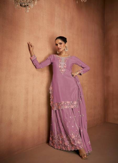 Lavender Colour Elvira By Gulkayra Chinon Readymade Suits Orders In India 7488-B