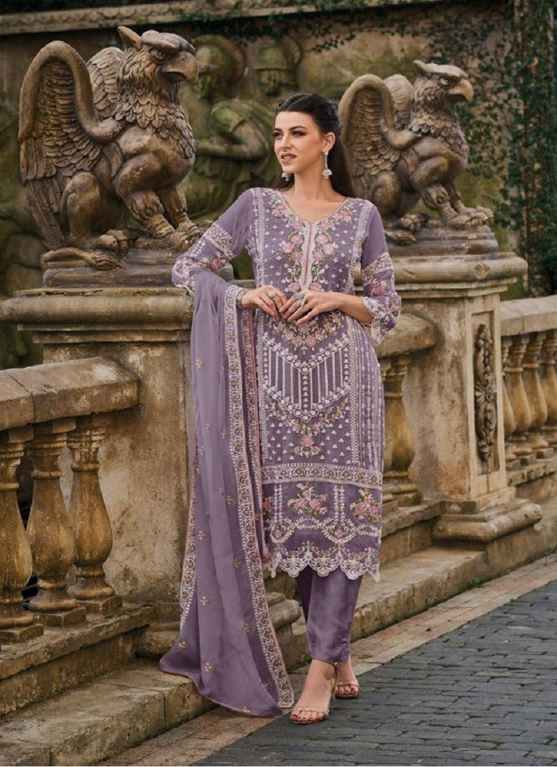 Lavender Colour Femina Colour Edition 2 By Zaveri Soft Organza Bulk Kurti With Bottom Dupatta Orders In India 1219-C