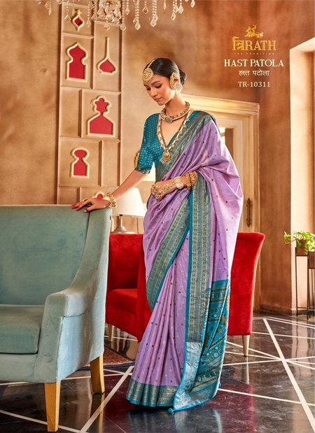 Lavender Colour Hast Patola By Trirath Mercerizer Sigma Silk Printed Sarees Wholesale Shop In Surat TR-10311