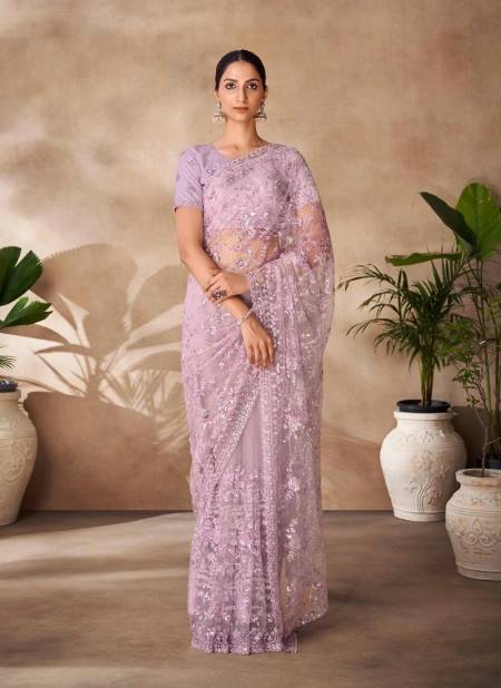 Lavender Colour Imperial Vol 12 By Arya Party Wear Designer Net Saree Wholesale Shop In Surat 93002