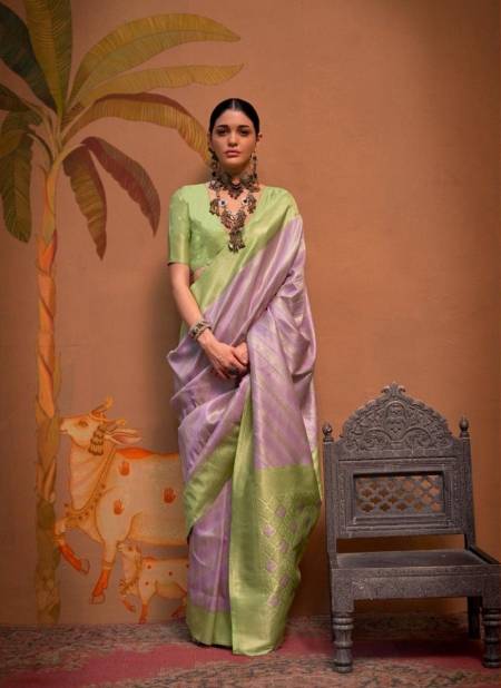 Lavender Colour Kalamari By Rajbeer Wedding Handloom Weaving Silk Sarees Wholesale Shop In Surat 17003