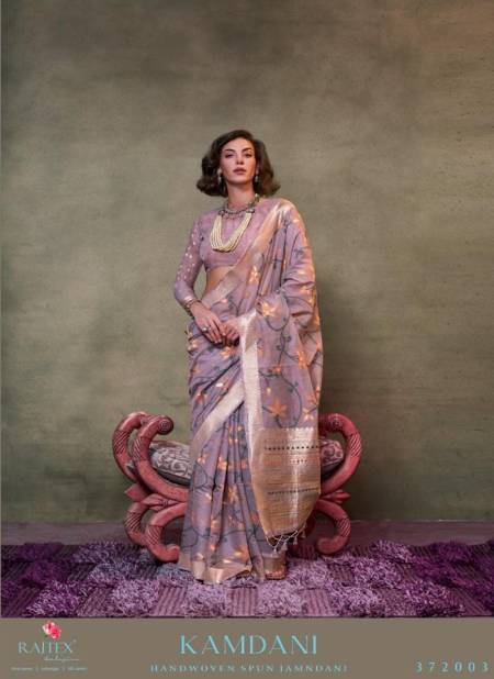 Lavender Colour Kamdani By Rajtex Mal Spun Cotton Printed Saree Orders In India 372003