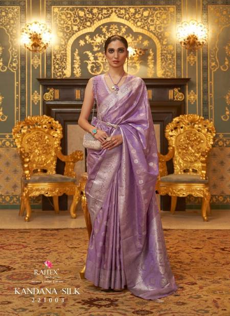 Lavender Colour Kandana Silk By Rajtex Handloom Weaving Saree Suppliers In India 221003