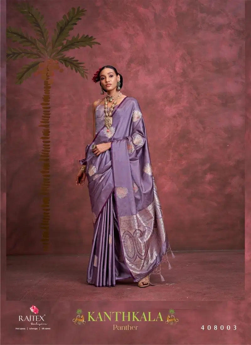 Lavender Colour Kanthkala Panther By Rajtex Satin Party Wear Saree Wholesale Online 408003