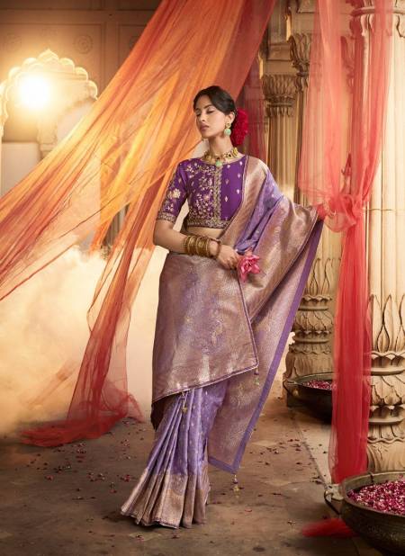 Lavender Colour Kaya By Kira Sattin Wedding Wear Saree Wholesale Clothing Distributors In India K-6101