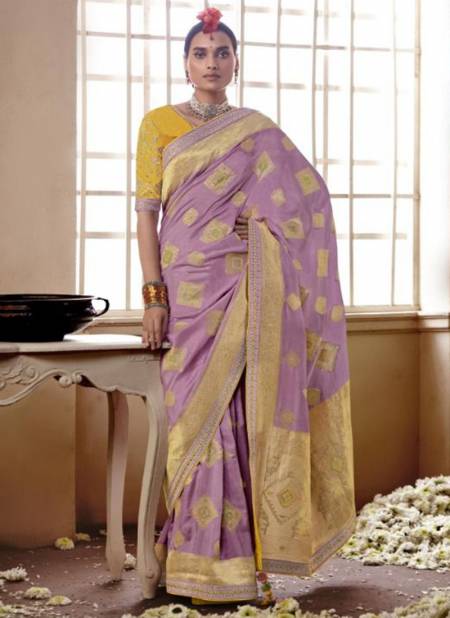 Lavender Colour Meenakari Wholesale Ethnic Wear Silk Saree Catalog 144