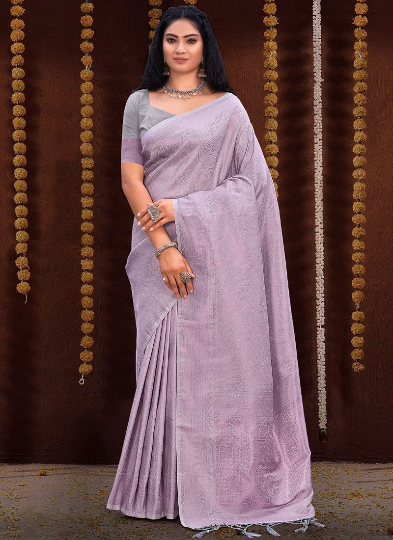 Lavender Colour Pavitra Rishta Sangam Function Wear Wholesale Silk Sarees Catalog 3648