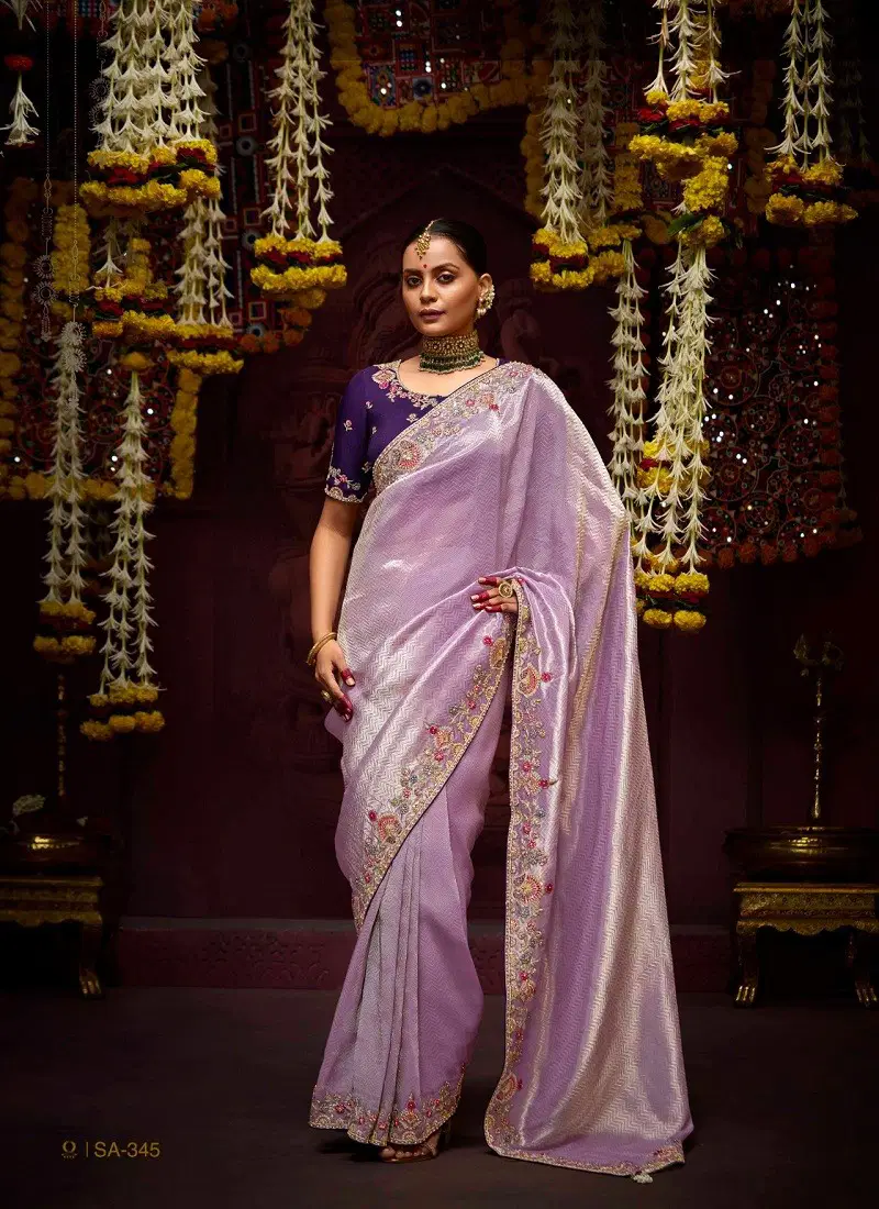 Lavender Colour Prasang By Kimora Banarasi Kanjivaram Wedding Wear Saree Orders In India SA-345