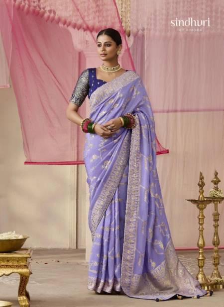 Lavender Colour Premika By Kimora Dola Viscose Silk Weddding Wear Saree Wholesale Price In Surat SA-286