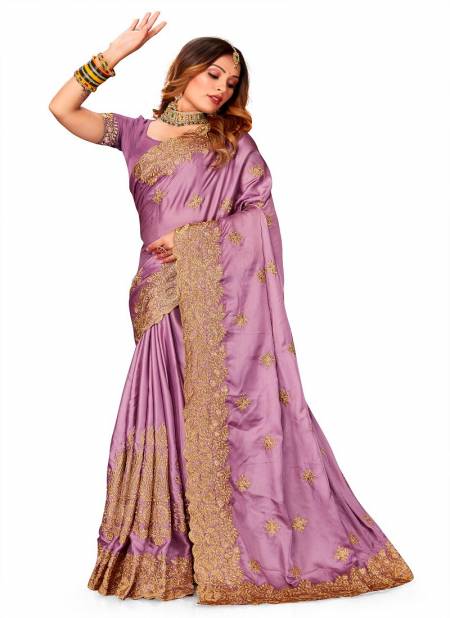 Lavender Colour Raagsutra By Nari Fashion Satin Embroidery Saree Wholesale Shop In Surat 6929