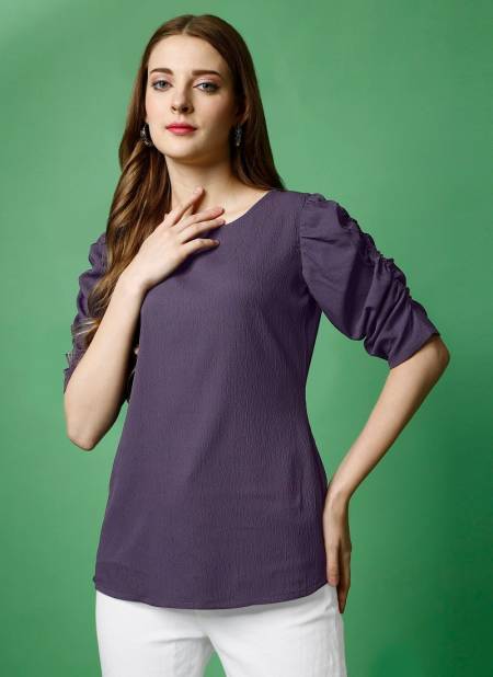 Lavender Colour Raisin Women's Casual Polyester Regular Top Western Catalog OLTOP0006