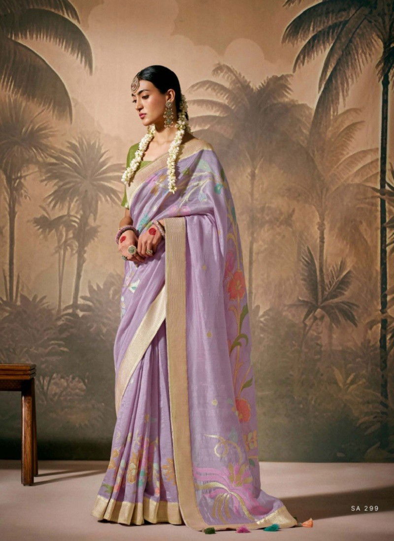 Lavender Colour Rasm By Kimora Munga Silk Weddding Wear Saree Suppliers In India SA 299