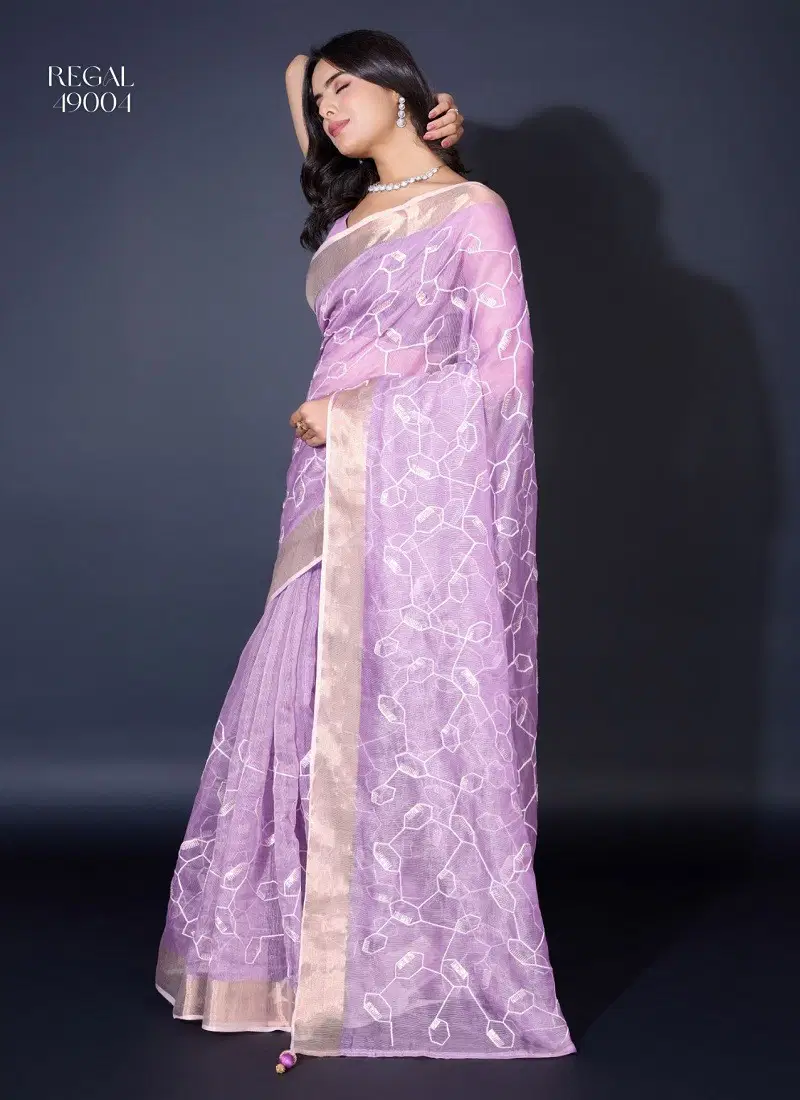 Lavender Colour Regal By Sethnic Gold Spun Fancy Saree Exporters In India 49004