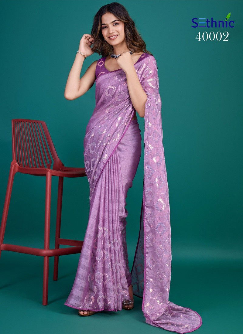 Lavender Colour Saamya By Sethnic Glass Zari Designer Saree Orders In India 40002