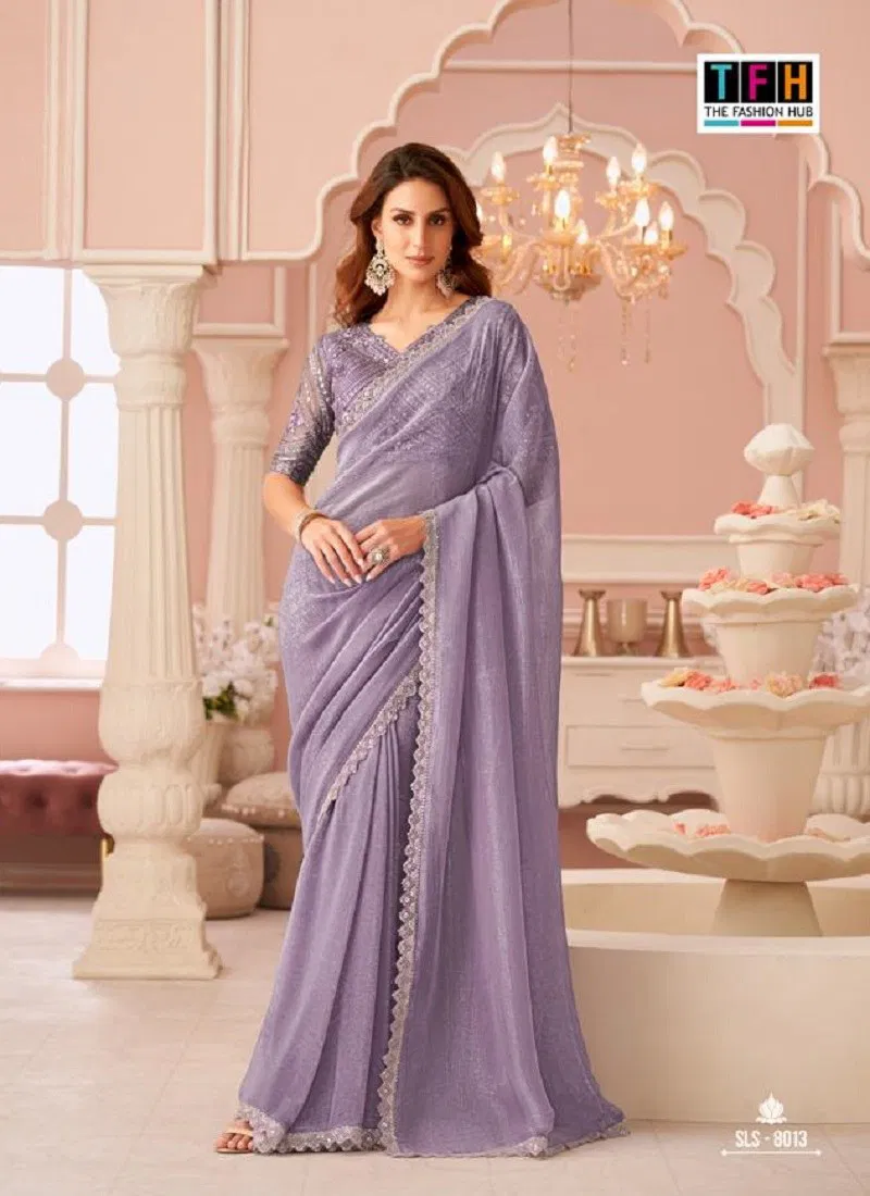 Lavender Colour Salsa Style 4 By TFH Party Wear Sarees Suppliers In India SLS-8013