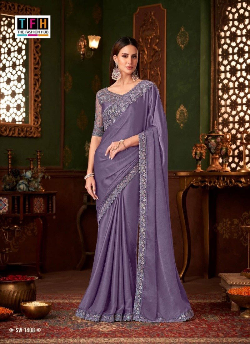 Lavender Colour Sandalwood Vol 14 By TFH Designer Party Wear Saree Wholesale Online SW 1408