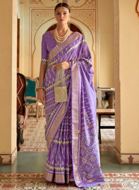 Lavender Colour Saptapadi Ethnic Wear Smooth Patola Wholesale Saree Collection R 526 E