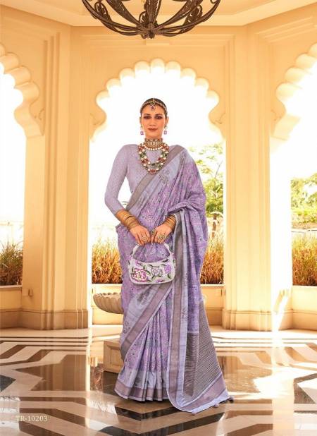 Lavender Colour Savera By Trirath Pv Raw Silk Printed Saree Wholesale Online TR-10203