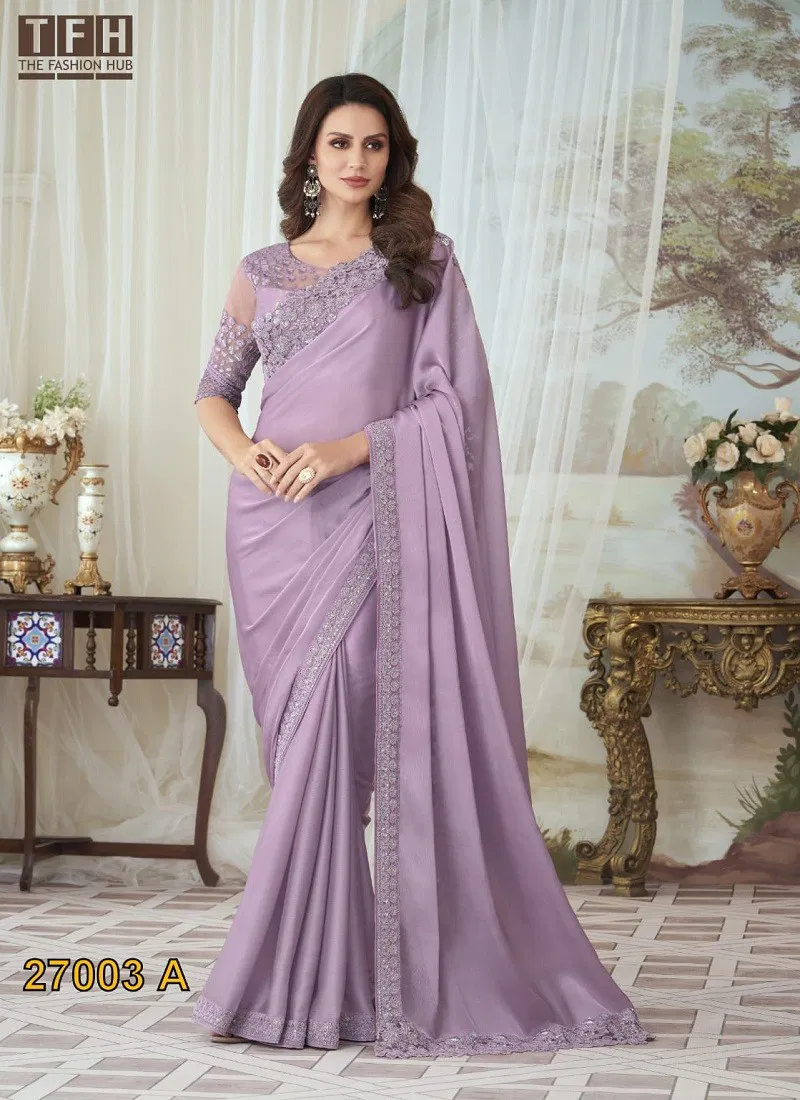 Lavender Colour Silver Screen 27003 By Tfh Glorious Silk Designer Saree Wholesale Online 27003 A