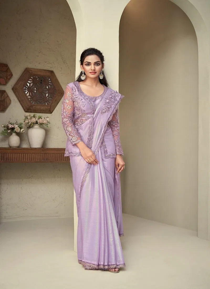 Lavender Colour Silver Screen 28007 Hit By TFH Rainbow Shimmer Designer Wholesale Saree In India 28007-F