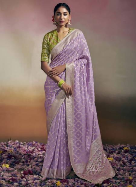 Lavender Colour Surkhi By Kimora 175 To 181 Printed Sarees Catalog 180