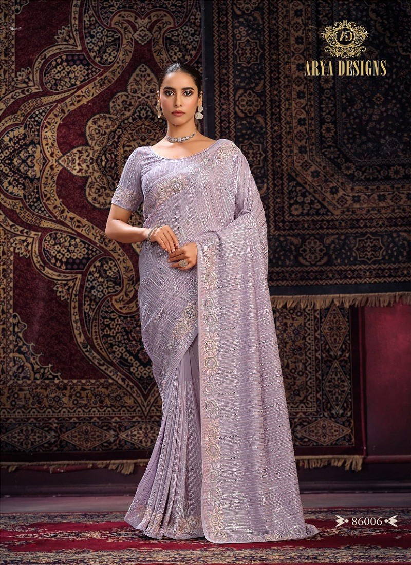 Lavender Colour Swarna Vol 8 By Arya Designs Party Wear Georgette Saree Online Wholesale 86006